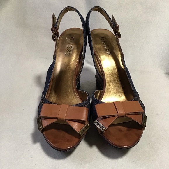 Guess Shoes - ‼️SOLD‼️GUESS DENIM LEATHER SANDALS